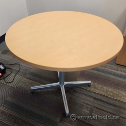 36" Blonde Round Office Meeting Table